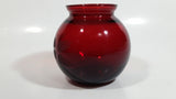 Vintage 1950s Anchor Hocking Ruby Red Bulb Shaped Glass Etched Flower Vase 3 3/4 inch Tall