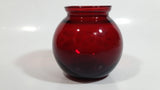 Vintage 1950s Anchor Hocking Ruby Red Bulb Shaped Glass Etched Flower Vase 3 3/4 inch Tall
