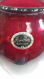 Vintage 1950s Anchor Hocking Etched Flowers and Leaves Ruby Red Glass Vase 9" Tall