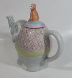 Monkey Riding Grey Elephant Themed Ceramic Tea Pot