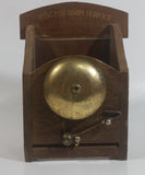 Antique "Ring For Room Service" Hotel Inn Motel Brass Bell Wooden Message Caddy