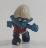 Vintage 1970s Peyo Schleich Smurf Character Football Soccer Player PVC Toy Figure