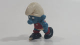 Vintage 1970s Peyo Schleich Smurf Character Football Soccer Player PVC Toy Figure