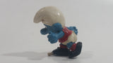 Vintage 1970s Peyo Schleich Smurf Character Football Soccer Player PVC Toy Figure
