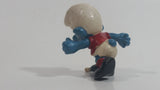 Vintage 1970s Peyo Schleich Smurf Character Football Soccer Player PVC Toy Figure