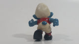 Vintage 1970s Peyo Schleich Smurf Character Football Soccer Player PVC Toy Figure