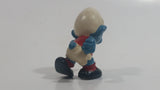 Vintage 1970s Peyo Schleich Smurf Character Football Soccer Player PVC Toy Figure