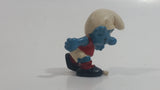 Vintage 1970s Peyo Schleich Smurf Character Football Soccer Player PVC Toy Figure