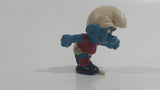 Vintage 1970s Peyo Schleich Smurf Character Football Soccer Player PVC Toy Figure