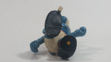 Vintage 1970s Peyo Schleich Smurf Character Football Soccer Player PVC Toy Figure