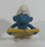 Vintage 1978 Peyo Smurf Character Singing and Holding Music Sheet PVC Toy Figure