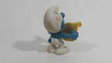 Vintage 1978 Peyo Smurf Character Singing and Holding Music Sheet PVC Toy Figure