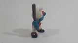 Vintage 1980 Peyo Smurf Character Baseball Player Holding Bat PVC Toy Figure