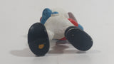 Vintage 1980 Peyo Smurf Character Baseball Player Holding Bat PVC Toy Figure