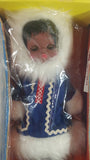 Vintage 1960s Regal Toys Canada Eskimo Inuit Girl In Blue Parka Jacket 15" Tall Doll In Box Not Sealed
