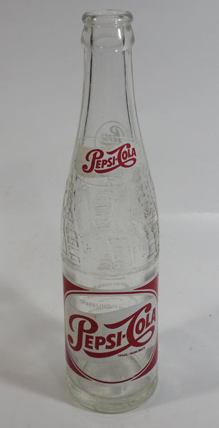 Vintage 1956 Sparkling Pepsi Cola Soda Pop Red and White 10 Fl oz Clear Glass Beverage Bottle Montreal