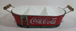 Drink Coca-Cola Coke Delicious Refreshing 3 Compartment Plastic Insert Metal Serving Tray with Wooden Handles