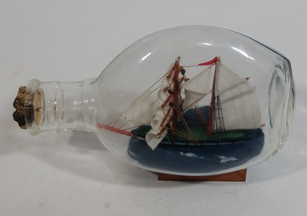 Vintage Highly Detailed Miniature Ship in Cork Top 5 1/4" Long Glass Bottle