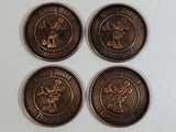 Rare HTF "Century" Disney Disneyland Mickey Mouse Cartoon Character Themed 3" Diameter Copper Metal Coaster Set of 4 Made in Canada