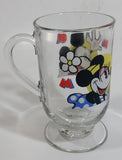 Disney Mickey Mouse and Minnie Mouse 5" Tall Clear Pedestal Glass Cup with Handle