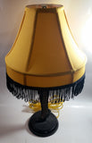 Vintage Style "A Christmas Story" Movie Film Las Vegas Burlesque Styled 20" Tall Leg Lamp with Fish Net Stocking and Yellow Shade with Black Frill