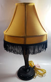 Vintage Style "A Christmas Story" Movie Film Las Vegas Burlesque Styled 20" Tall Leg Lamp with Fish Net Stocking and Yellow Shade with Black Frill