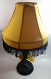 Vintage Style "A Christmas Story" Movie Film Las Vegas Burlesque Styled 20" Tall Leg Lamp with Fish Net Stocking and Yellow Shade with Black Frill