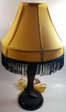 Vintage Style "A Christmas Story" Movie Film Las Vegas Burlesque Styled 20" Tall Leg Lamp with Fish Net Stocking and Yellow Shade with Black Frill