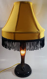 Vintage Style "A Christmas Story" Movie Film Las Vegas Burlesque Styled 20" Tall Leg Lamp with Fish Net Stocking and Yellow Shade with Black Frill