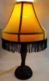 Vintage Style "A Christmas Story" Movie Film Las Vegas Burlesque Styled 20" Tall Leg Lamp with Fish Net Stocking and Yellow Shade with Black Frill
