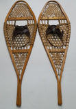 Vintage Authentic Wood Rawhide Snow Shoes Set with Leather Boot Straps
