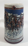 1989 Budweiser Holiday Stein Collection Collector's Series "The hitch on a winter's evening." Ceramic Beer Stein - Handcrafted in Brazil by Ceramarte