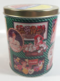 1995 Coca-Cola Coke Soda Pop Drink Beverage "World of Coke" Coke Girls with Flowers Green Round Tin Metal Canister Collectible with Carriage Trade Mini Twist Pretzel Sticker Still On The Lid