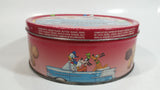 Walt Disney Classic Car and Mickey Mouse Cartoon Characters Themed Fancy Fun Cookies Red Round Tin Metal Container