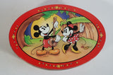 Walt Disney Mickey Mouse and Minnie Mouse Serenade Hard Candies Red Oval Shaped Tin Metal Container