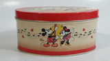 Walt Disney Mickey Mouse and Minnie Mouse Serenade Hard Candies Red Oval Shaped Tin Metal Container