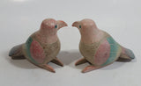 Pair of Colorfully Painted Wood Carved Love Bird Sculptures