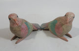 Pair of Colorfully Painted Wood Carved Love Bird Sculptures