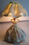 Vintage Mid Century Boudoir Lady Wearing Fabric Dress Lamp Light
