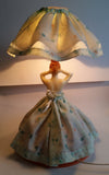 Vintage Mid Century Boudoir Lady Wearing Fabric Dress Lamp Light