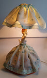 Vintage Mid Century Boudoir Lady Wearing Fabric Dress Lamp Light
