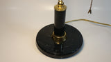 Vintage Curved Black Glass on Brass Black Marble Base and Pillar Bankers Desk Lamp 15" Tall