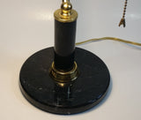 Vintage Curved Black Glass on Brass Black Marble Base and Pillar Bankers Desk Lamp 15" Tall