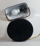 Vintage Curved Black Glass on Brass Black Marble Base and Pillar Bankers Desk Lamp 15" Tall