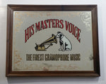Vintage HMV His Master's Voice Wood Framed Advertising Mirror 15 1/2" x 20"