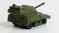 Vintage 1976 Lesney Matchbox Rolamatics No. 70 S.P Gun Tank Army Green Die Cast Toy Car Military Weaponry Vehicle with Moving Gun Made in England