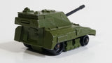 Vintage 1976 Lesney Matchbox Rolamatics No. 70 S.P Gun Tank Army Green Die Cast Toy Car Military Weaponry Vehicle with Moving Gun Made in England