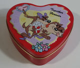 1998 Warner Bros. Looney Tunes Taz and Girl Taz Cartoon Characters I love You "Together Forever" Heart Shaped Tin Metal Container