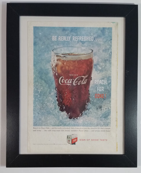 Rare Vintage 1959 Coca-Cola "Sign Of Good Taste" "Be Really Refreshed" "Reach For Coke" Framed Magazine Print Ad Cola Soda Pop Beverage Collectible