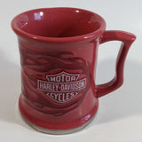 Harley Davidson Motor Cycles Embossed Logo Pink with Flames Heavy Ceramic Coffee Mug Cup